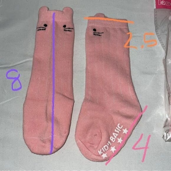 Socks Grip Non-Slip Bottoms Newborn Baby Socks Knee Length Cat Face Whiskers - Picture 4 of 4